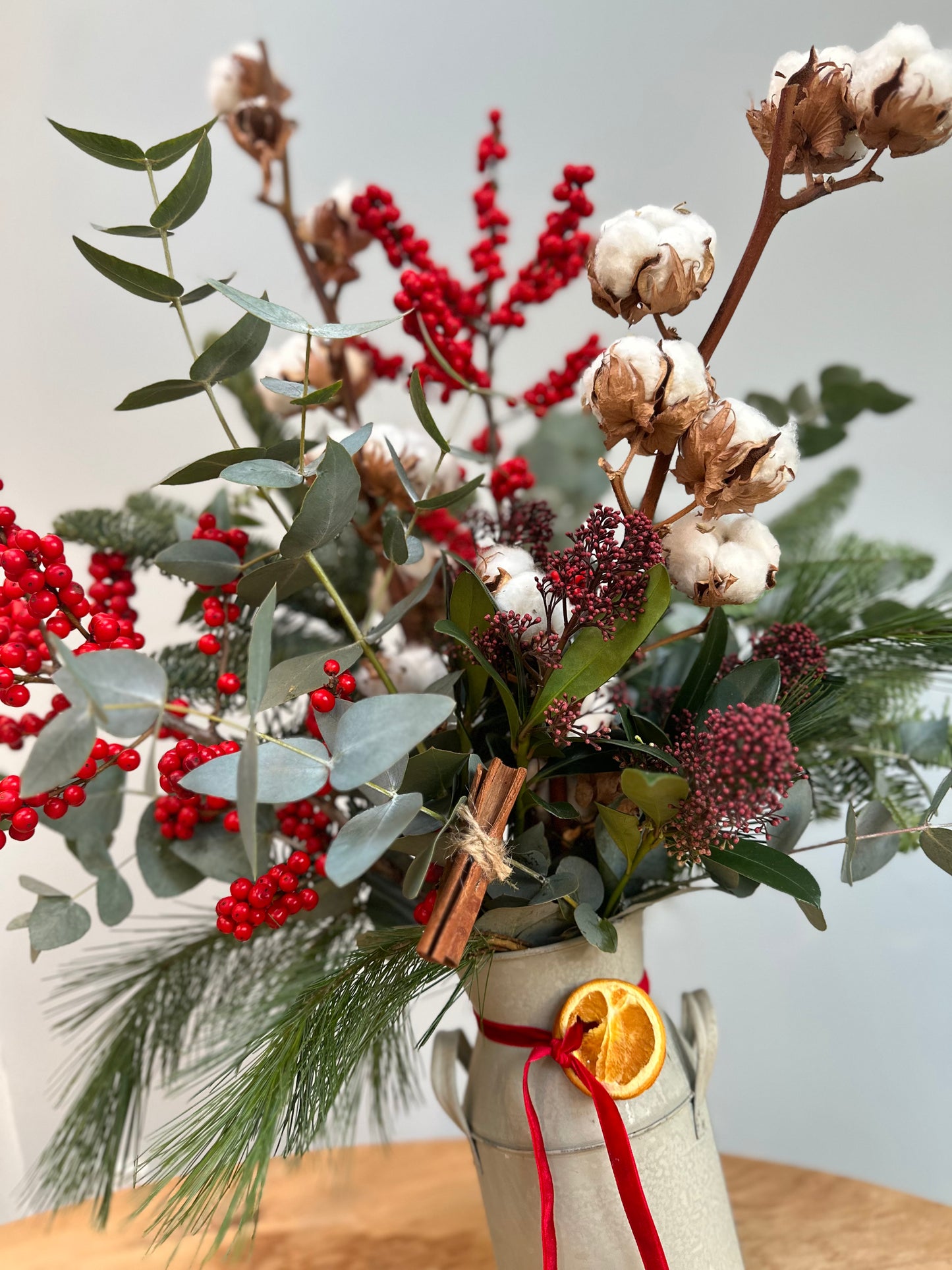 Seasonal Zinc Jug Arrangement