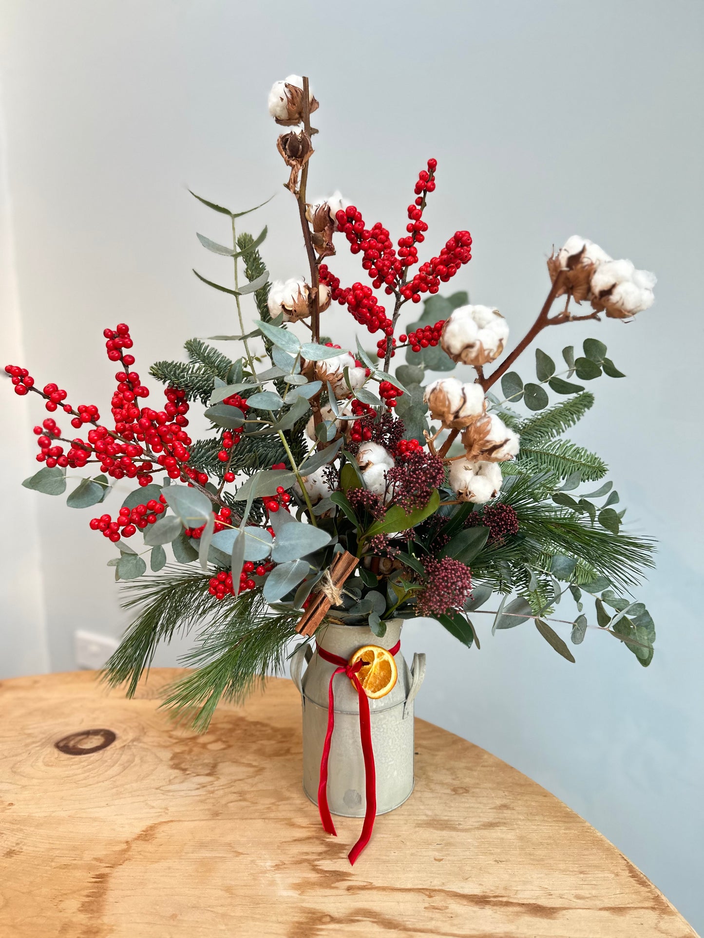 Seasonal Zinc Churn Arrangement