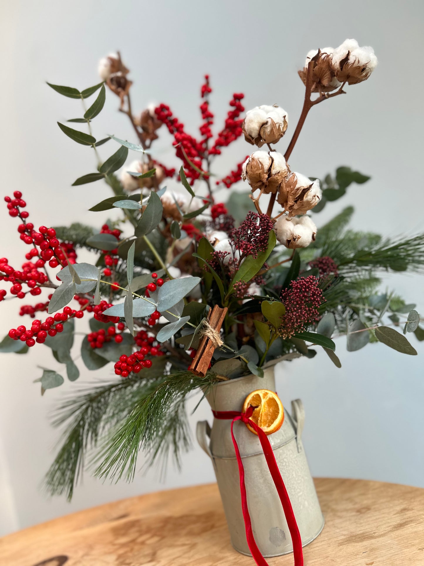 Seasonal Zinc Churn Arrangement