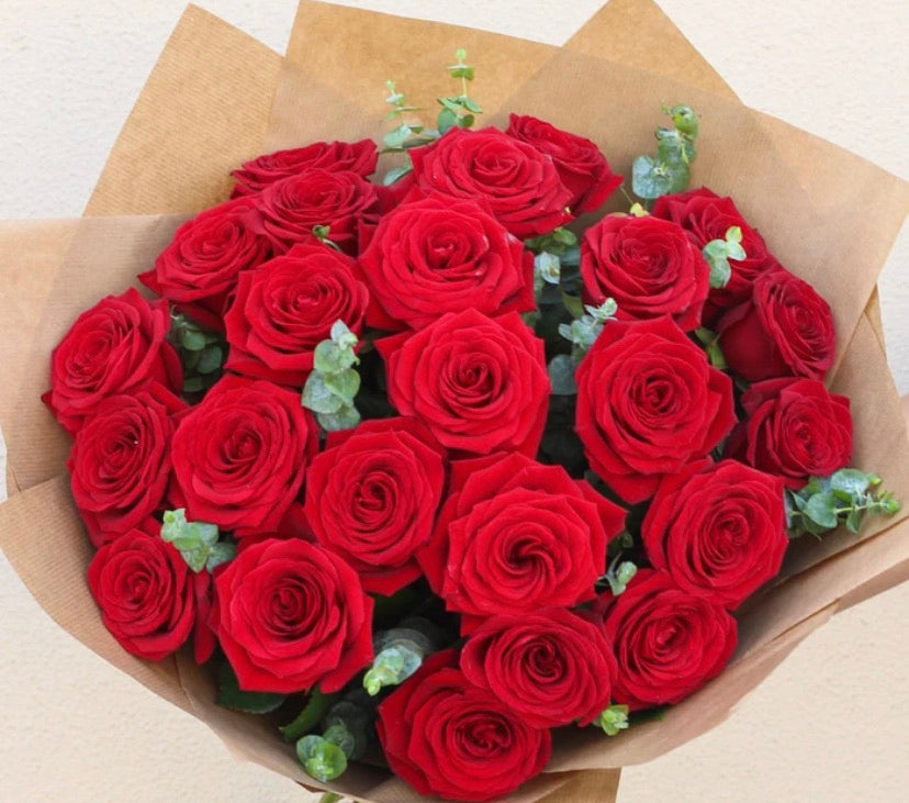24 Red Rose Hand Tied