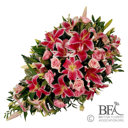 Pink Rose & Lily Teardrop Spray