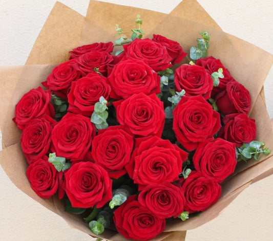 24 Red Rose Hand Tied